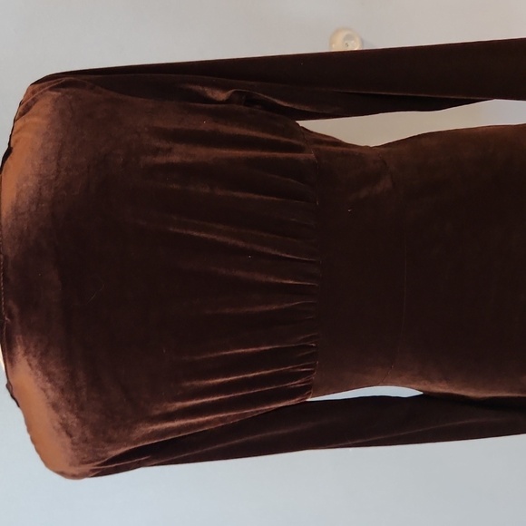 Vintage 90's Boston Proper velvet velour ruched gold accent long sleeve … - Picture 7 of 8